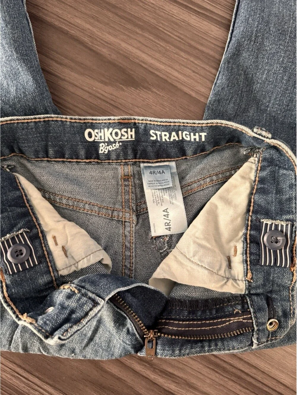 OshKosh B'gosh Girls Straight Blue Denim Jeans 4R/4A Cotton Pockets